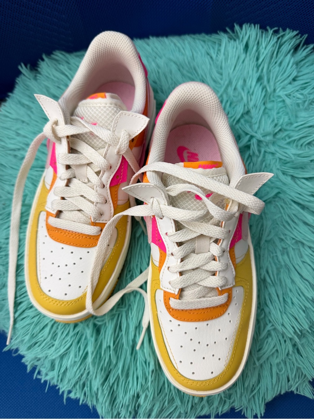 Nike Women’s Low-Top Sneakers — White, Yellow & Pink Accent